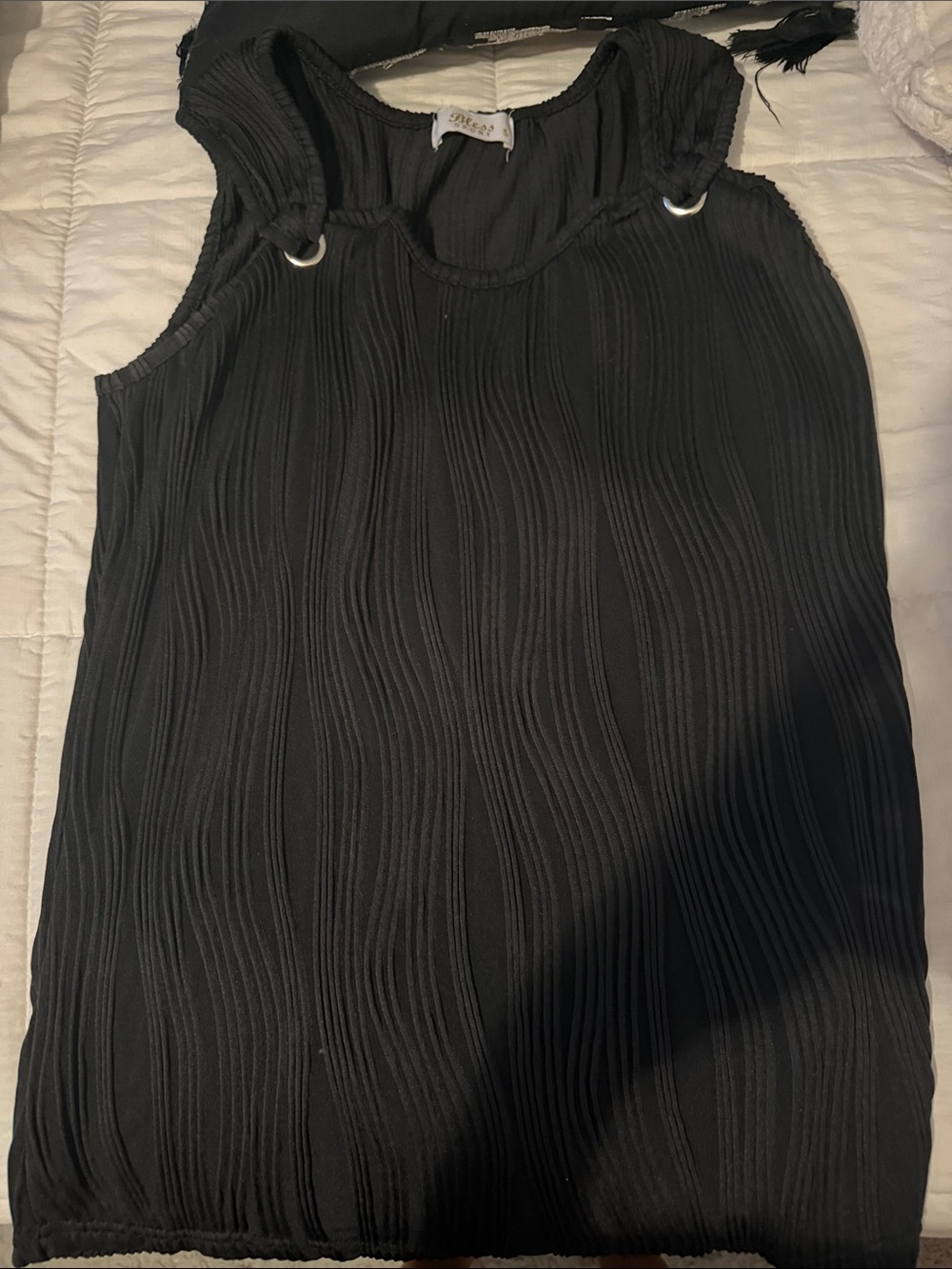 Sleeveless Textured Black Blouse